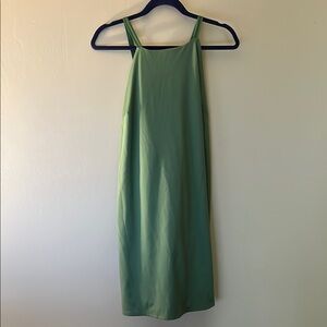 Madewell Green Sleeveless Dress with skort underneath.
